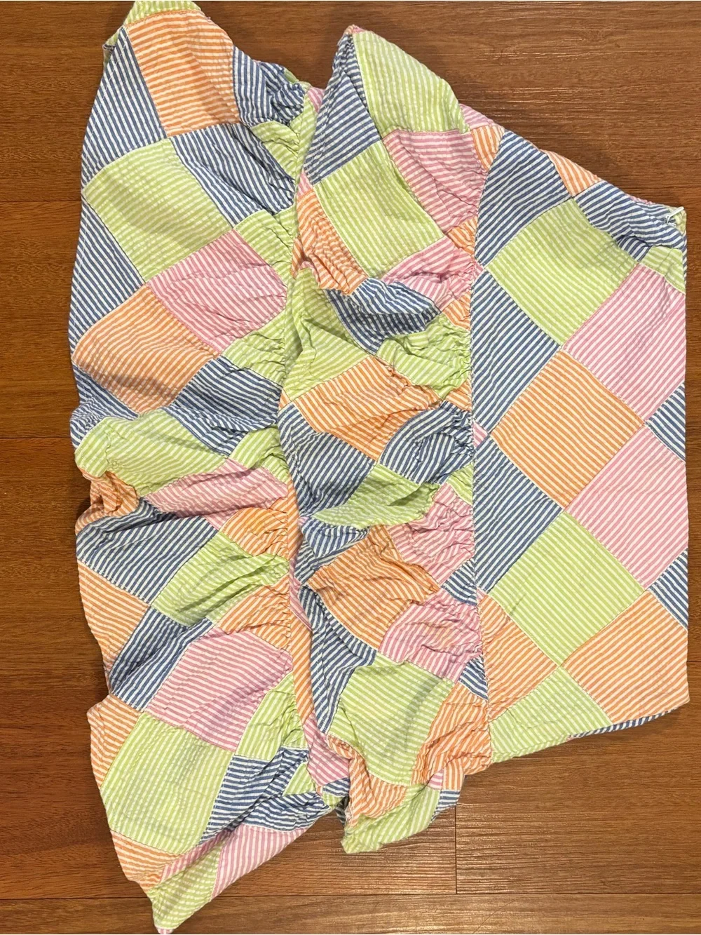 Ralph Lauren Girls Seersucker Patchwork Ruffle Skirt Size 16